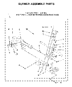 Burner assembly parts Diagram and Parts List for WGD4950HW1  Whirlpool Dryer