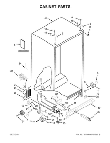 Cabinet Parts Diagram and Parts List for 10650029213  Kenmore Refrigerator