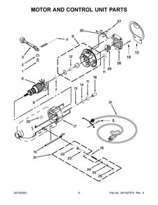 Motor And Control Unit Parts Diagram and Parts List for 5KSM156WPBDR4  Whirlpool Mixer