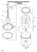 AGITATOR, BASKET AND TUB PARTS Diagram and Parts List for LSR7133PQ1  Whirlpool Washer