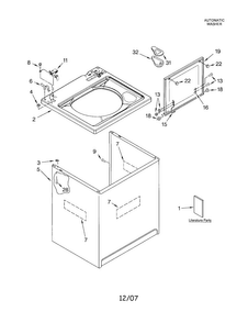 Top And Cabinet Diagram and Parts List for LSQ9560PW2  Whirlpool Washer