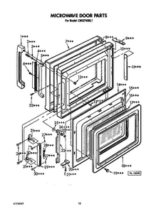 Microwave Door Diagram and Parts List for CMO2743BL1  KitchenAid Microwave