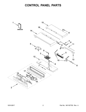 02 - CONTROL PANEL PARTS Diagram and Parts List for JJW2427DB02  Whirlpool Wall Oven