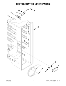 Refrigerator Liner Parts 1 Diagram and Parts List for WRS315SDHM08  Whirlpool Refrigerator