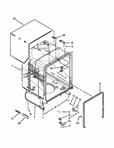 Tub And Frame Parts Diagram and Parts List for 66512723K310  Kenmore Dishwasher