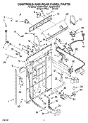 CONTROLS AND REAR PANEL PARTS Diagram and Parts List for 7MLBR6103PQ1  Whirlpool Washer