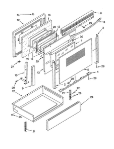 Door And Drawer Diagram and Parts List for GW395LEGT2  Whirlpool Range