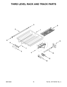 09 - Third Level Rack And Track Parts Diagram and Parts List for MDB9979SKZ3  Whirlpool Dishwasher