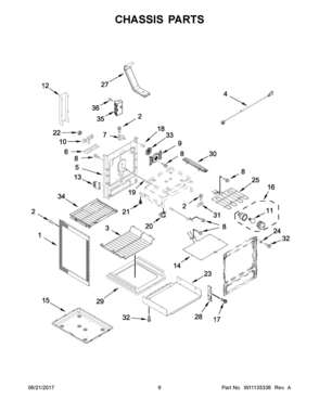 04 - CHASSIS PARTS Diagram and Parts List for YKFEG500EBL2  Whirlpool Range