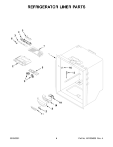 Refrigerator Liner Parts Diagram and Parts List for MFF2258FEZ06  Whirlpool Refrigerator