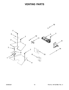 Venting Parts Diagram and Parts List for KFDC500JPA01  Whirlpool Range