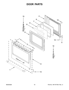 06 - Door Parts Diagram and Parts List for MFGS8030RZ0  Whirlpool Range