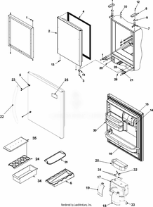Refrigerator Door Diagram and Parts List for ABR2037FES  Whirlpool Refrigerator