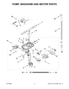 05 - Pump, Washarm And Motor Parts Diagram and Parts List for WDTS7024RZ0  Whirlpool Dishwasher