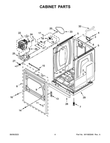 Cabinet Parts Diagram and Parts List for WGD7120HW2  Whirlpool Dryer