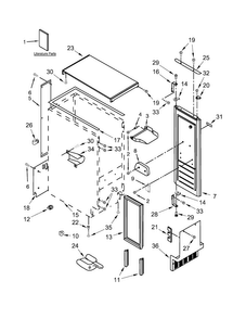 Cabinet, Door And Liner Parts Diagram and Parts List for GI15PDXZS0  Whirlpool Ice Maker