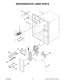 Refrigerator Liner Parts Diagram and Parts List for WRF555SDHV10  Whirlpool Refrigerator