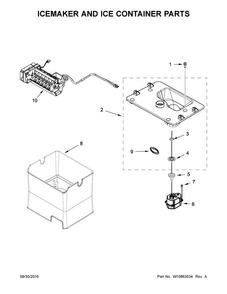 Icemaker And Ice Container Parts Diagram and Parts List for 7WF736SDAM14  Whirlpool Refrigerator
