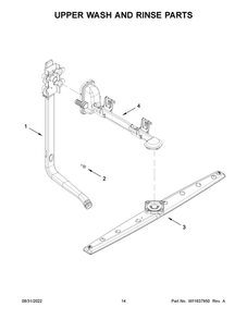 Upper Wash And Rinse Parts Diagram and Parts List for WDF331PAMS0  Whirlpool Dishwasher