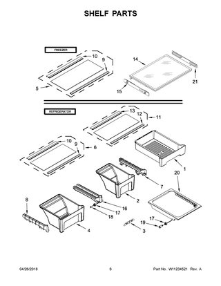 Shelf Parts Diagram and Parts List for WRT541SZHV00  Whirlpool Refrigerator