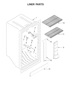 Liner Parts Diagram and Parts List for WZF56R16DW01  Whirlpool Freezer