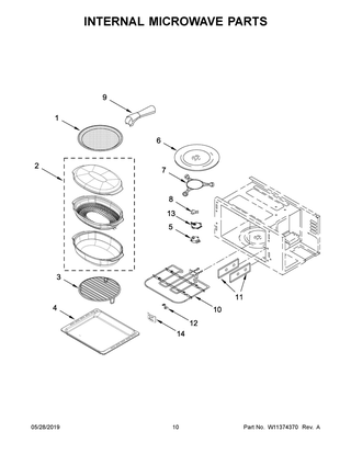 Internal Microwave Parts Diagram and Parts List for KMBP100EBS03  Whirlpool Microwave