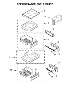 Refrigerator Shelf Parts Diagram and Parts List for KBSD608ESS01  KitchenAid Refrigerator
