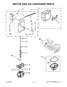Motor And Ice Container Parts 2 Diagram and Parts List for WRS555SIHB06  Whirlpool Refrigerator