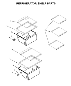 Refrigerator Shelf Parts Diagram and Parts List for WRSA15SNHN00  Whirlpool Refrigerator