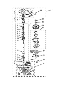 Gearcase Parts Diagram and Parts List for WGT3300XQ3  Whirlpool Washer Dryer Combo