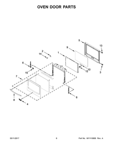 Oven Door Parts Diagram and Parts List for WOS72EC0HS00  Whirlpool Range