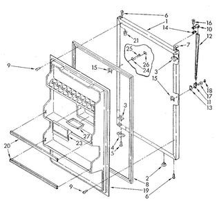 Refrigerator Door Diagram and Parts List for ET18JKYSG03  Whirlpool Refrigerator
