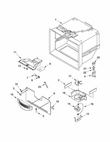 Freezer Liner Parts Diagram and Parts List for 59669313010  Kenmore Refrigerator