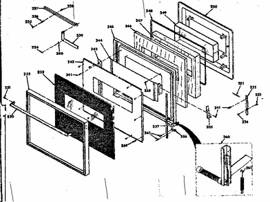 Upper Black Glass Door Diagram and Parts List for 8504277291  Kenmore Range