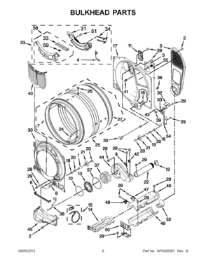 04 - BULKHEAD PARTS Diagram and Parts List for YMED9000YR1  Whirlpool Dryer