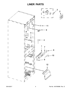 03 - LINER PARTS Diagram and Parts List for KBBX104EPA00  Whirlpool Refrigerator