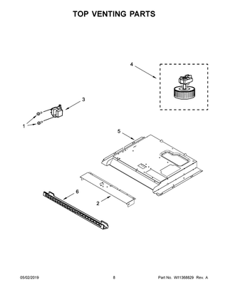 Top Venting Parts Diagram and Parts List for IMBS104GSS02  Whirlpool Microwave