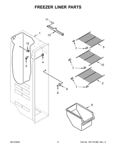 05 - Freezer Liner Parts Diagram and Parts List for WRS311SDHB10  Whirlpool Refrigerator