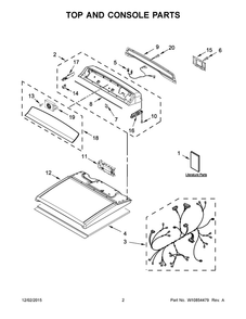 02 - Top And Console Parts Diagram and Parts List for YWED8500DC2  Whirlpool Dryer