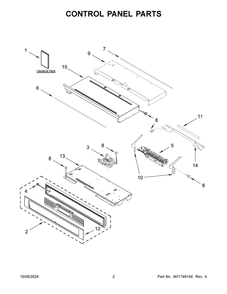 02 - Control Panel Parts Diagram and Parts List for KOES530PPS01  Whirlpool Wall Oven