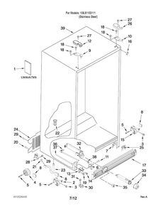 Cabinet Parts Diagram and Parts List for 10651103111  Kenmore Refrigerator