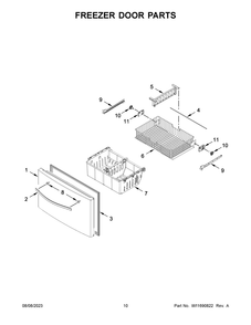 Freezer Door Parts Diagram and Parts List for WRF555SDFZ17  Whirlpool Refrigerator