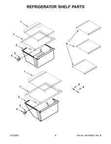 Refrigerator Shelf Parts 1 Diagram and Parts List for WRS312SNHM06  Whirlpool Refrigerator