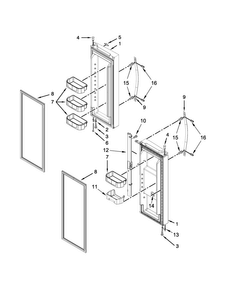 Refrigerator Door Parts Diagram and Parts List for WRF560SFYB04  Whirlpool Refrigerator