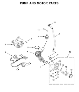 Pump And Motor Parts Diagram and Parts List for CET9000GQ0  Whirlpool Washer Dryer Combo