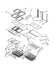 Shelf Parts Diagram and Parts List for KBWS22KCBL00  KitchenAid Refrigerator