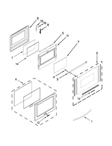 Lower Door Parts Diagram and Parts List for KERS505XSS05  KitchenAid Range