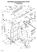 CONTROLS AND REAR PANEL Diagram and Parts List for 7MLSR6232JQ0  Whirlpool Washer