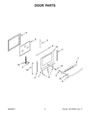 05 - DOOR PARTS Diagram and Parts List for WEG750H0HW0  Whirlpool Range