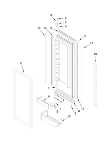Refrigerator Door Parts Diagram and Parts List for KBFN406EPA00  KitchenAid Refrigerator